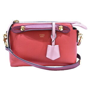 Fendi By the Way Red Pink Leather Handbag Shoulder Bag Crossbody